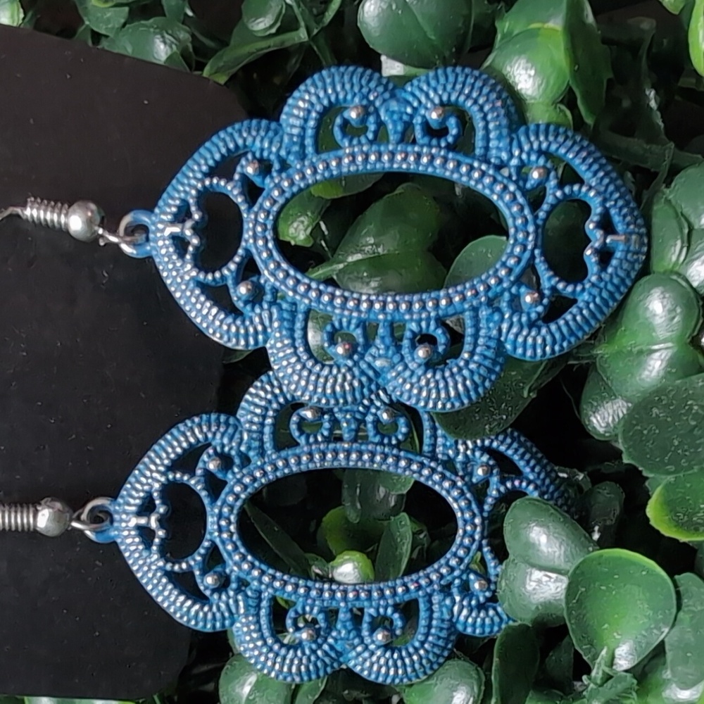 Paparazzi Blue Frame Ornate Earrings